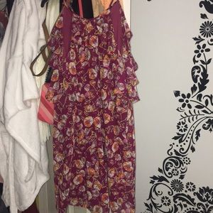 AS U WISH flowery burgundy dress
